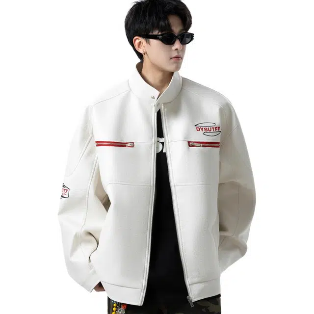 佐菲利 美式复古机车服皮衣外套飞行员立领休闲棒球服夹克 男女同款