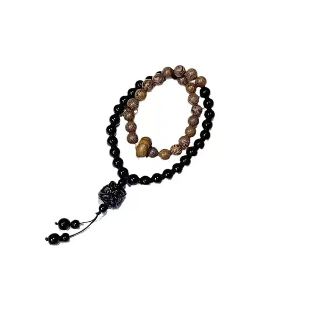 良辰缘 【招财纳福】国潮新中式 小众高级设计感 醒狮 #好运 鸡翅木 木作手串 男女同款情侣款