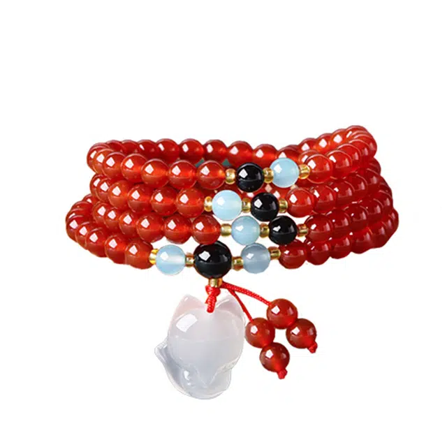 【匠心手作 鸿运当头】 灵菲 新中式国风狐狸多圈 一饰两戴 平安招财转运吉祥 国风小众高级感 #好运礼盒 玛瑙 手串 女款