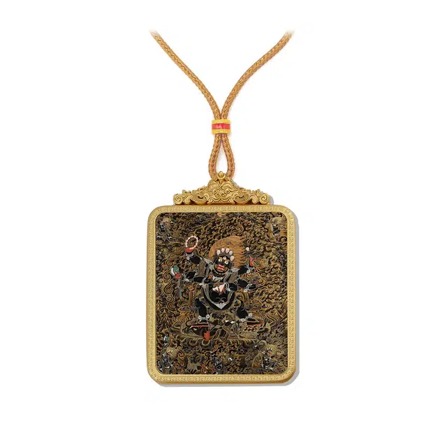 【百无禁忌百财来】 玉临门 国风六臂玛哈噶拉唐卡藏式大黑天吊坠 藏传佛教护身符能量加持诸事顺利#好运  合金 项链 男女同款情侣款