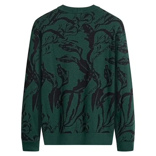 与狼共舞 时尚重工提花个性满印潮流百搭舒暖亲肤圆领毛衣 男款