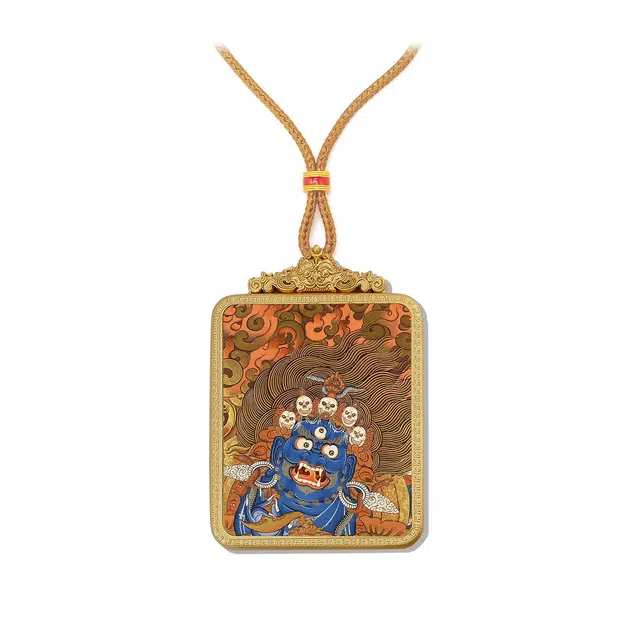 【百无禁忌百财来】  玉临门 国风六臂玛哈噶拉唐卡藏式大黑天吊坠 藏传佛教护身符能量加持升职加薪#好运 合金 项链 男女同款情侣款