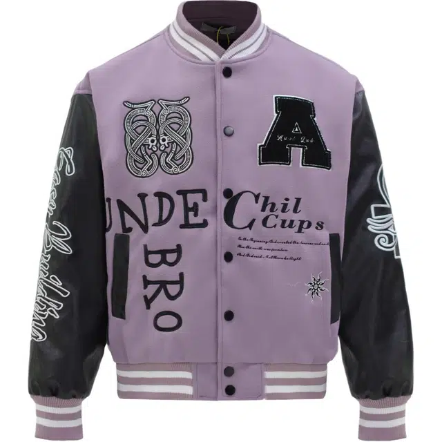 稻草人  美式字母刺绣拼色棒球服 男女同款