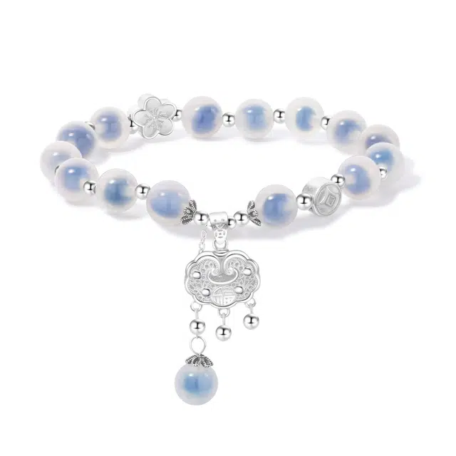爱骊 长命锁 时尚简 复古甜美 好运常在天然 玛瑙 手串 女款