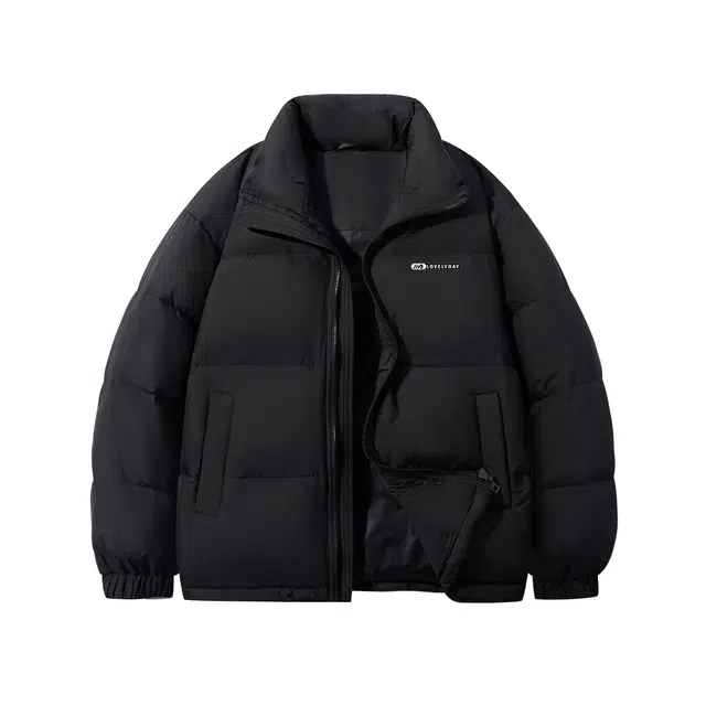 鸭鸭 经典暖冬系列 青少年基础款纯色简约字母印花设计感学生党好物防寒保暖显瘦显高旅游拉链立领羽绒服 男女同款