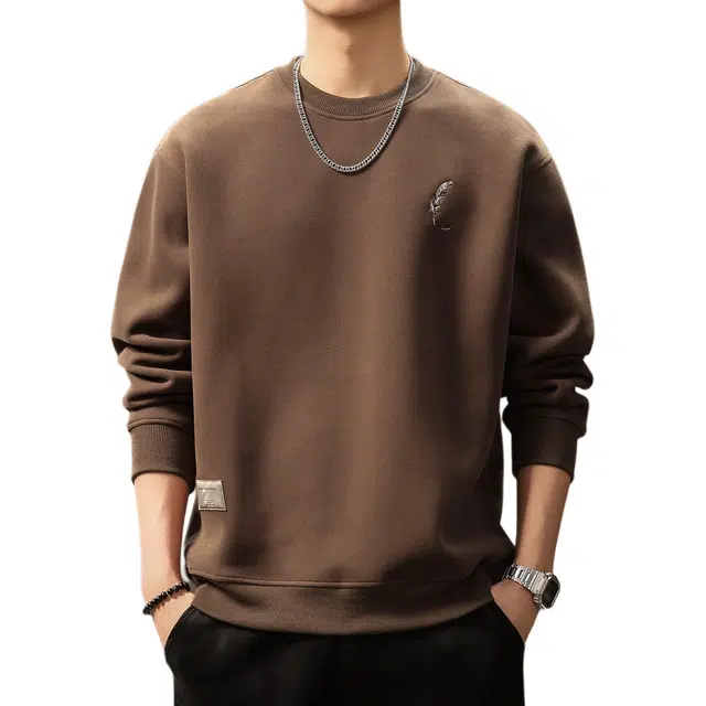 贵色 美式复古学院风纯色简约刺绣套头重磅潮流时尚百搭日常穿搭舒适休闲卫衣 男女同款