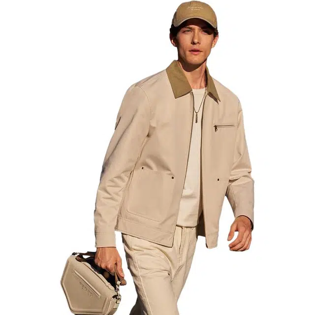 布先生 灯芯绒翻领撞色时尚巴恩风工装设计长袖夹克外套 男款