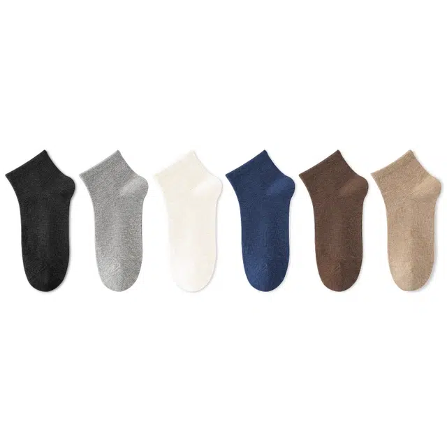 潞优野 简约纯色舒适百搭纯棉亲肤透气男士四季款短袜 男款