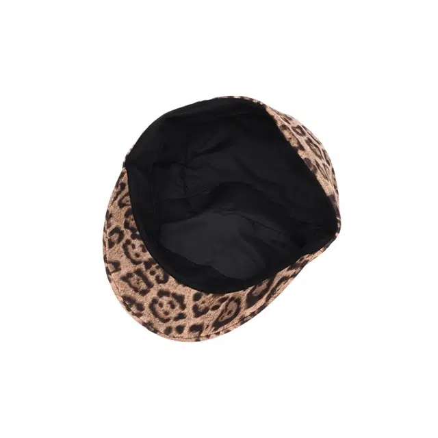 氧气樱桃 复古老钱风豹纹平顶夏季防晒遮阳潮流骑士报童帽 涤纶 其他帽子 男女同款情侣款