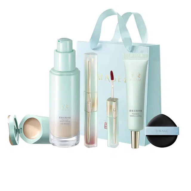 彩棠 底釉搭档系列 粉底液唇釉组合 控油自然玻璃唇持久哑光雾面服帖不卡粉提亮肤色遮瑕修饰肤色修饰轮廓