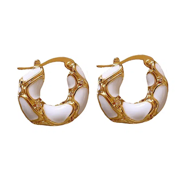 澜耀 法式圈圈小众设计耳圈 轻奢气质耳饰女 合金 耳环 女款