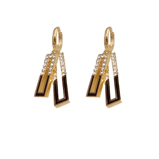 澜耀 几何方形耳扣 秋冬轻奢小众设计高级感耳饰 合金 耳环 女款