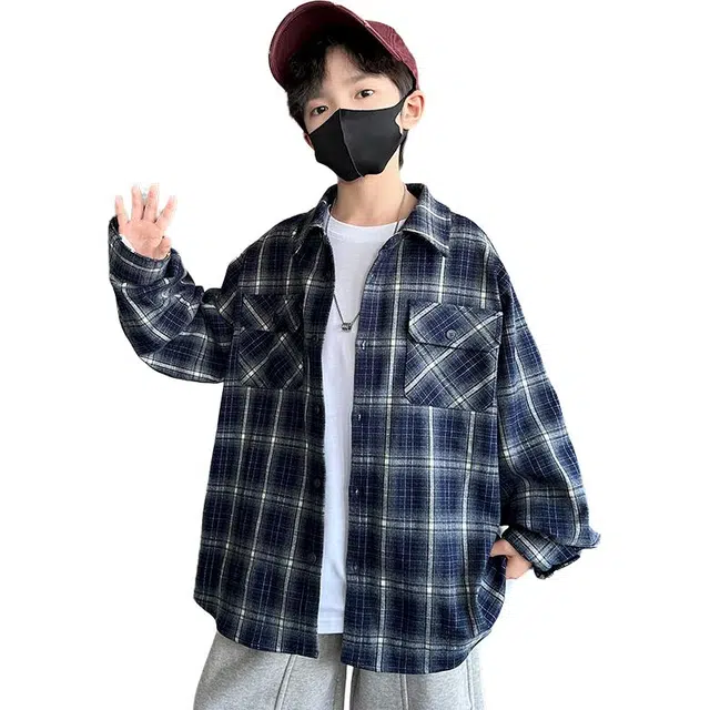 蓝彩何休闲衬衫 长袖舒适轻盈百搭 儿童款