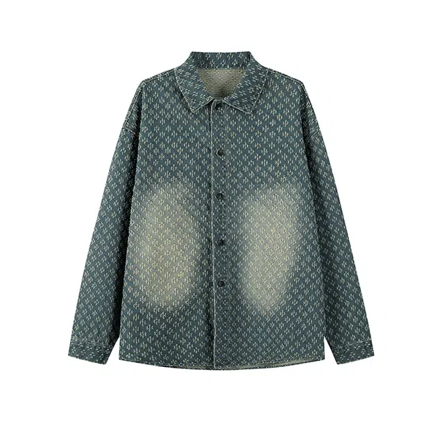 稻草人 设计感提花夹克中性风牛仔外套 男女同款