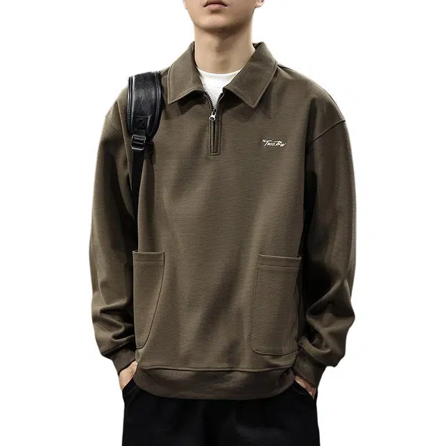 前进牛 新中式复古潮牌轻奢厅局风半拉链翻领潮流高端老钱风百搭宽松重磅长袖卫衣 男女同款