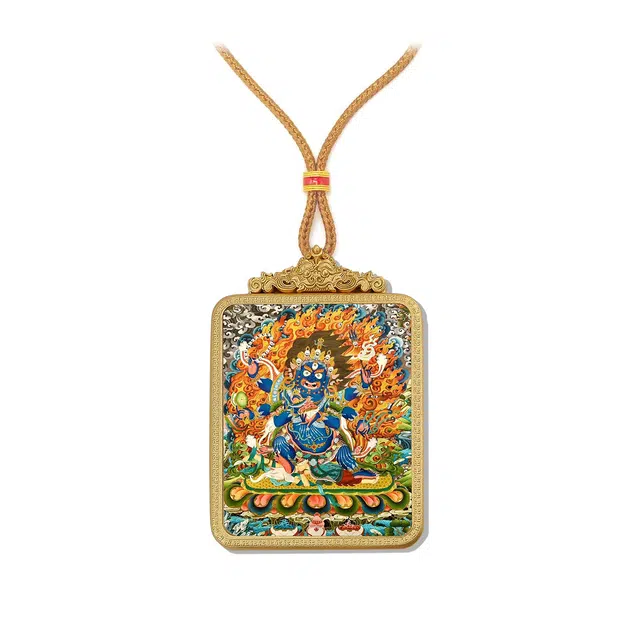 【百无禁忌百财来】 玉临门 国风六臂玛哈噶拉唐卡藏式大黑天吊坠 藏传佛教护身符能量加持考运上升#好运  合金 项链 男女同款情侣款