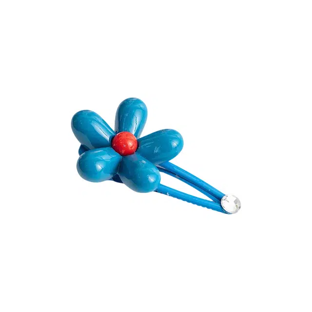 蒙妮 甜美蓝色小花鸭嘴夹 合金 发夹 女款