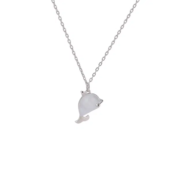 前方大荒野 月光小海豚温柔甜美小清新精致小巧优雅迷人轻奢高级感简约时尚小众设计 钛钢 项链 女款