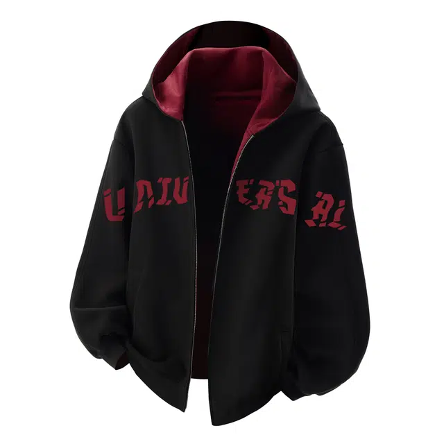 物质公式 美式复古高街重磅拼接撞色潮牌艺术设计感字母印花痞帅休闲运动宽松百搭基础款潮流日常通勤学生套头长袖落肩连帽衫卫衣 男女同款