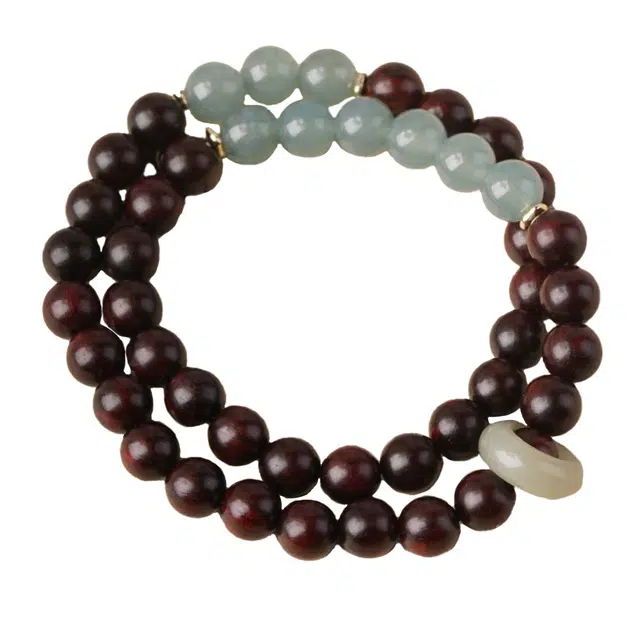 鶄鲤 新中式双圈叠戴串珠气质 紫檀属 木作手串 男女同款情侣款