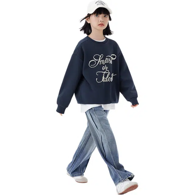 左西卫衣 复古时尚圆领耐磨套头长袖 儿童款