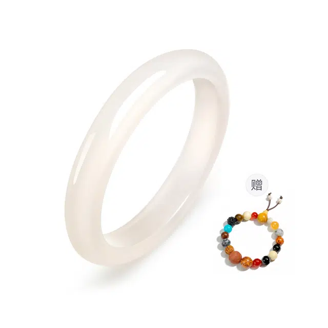 【高品质】中国黄金 珍·尚银 香槟金白月光玉镯 新中式古典旗袍汉服 小众轻奢礼盒 平安镯 显肤白 好运 玉髓 手镯 女款