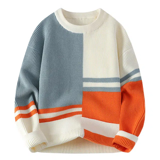 百胜狐 百胜狐青少年撞色男秋冬款潮流百搭毛线衣服男生潮牌针织衫 男款