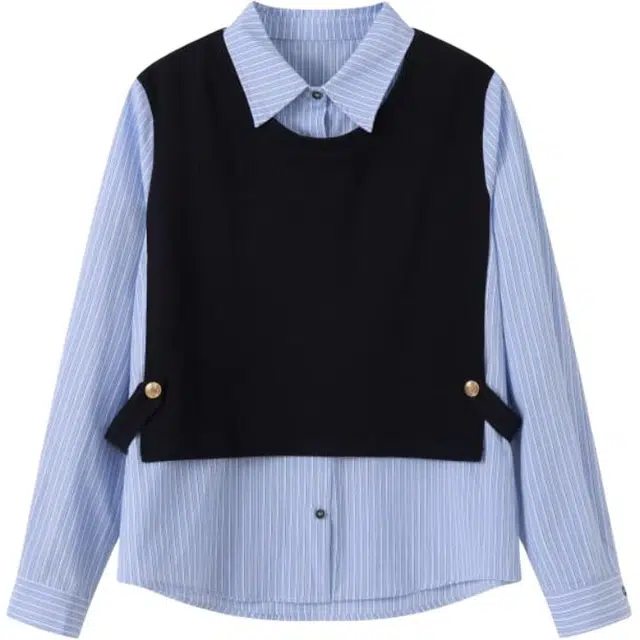 柳絮自制 假两件舒适简约长袖衬衫 女款