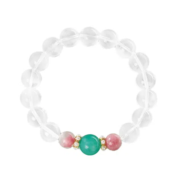 千叶珠宝 朱颜碧色 简约百搭设计款手链手饰#好运天然 白水晶 手串 女款