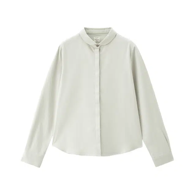 佐丹奴 法兰绒衬衣极简通勤纯棉小翻领长袖衬衫 女款