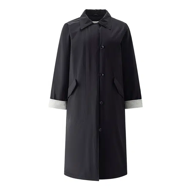 佐丹奴 中长款棉衣外套保暖条纹袖里翻领棉服 女款