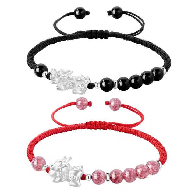 爱骊 纯银招财貔貅宝宝款 时尚简约 可爱甜美 复古招财纳福 手绳#好运天然 玛瑙 手链 男女同款情侣款