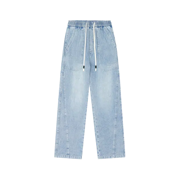 童先森 直筒潮牌宽松青少年美式裤子牛仔裤 男款