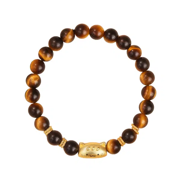 子婳 平安顺逐好运连连招财猫小众甜美优雅百搭 虎眼石 手串 男女同款情侣款