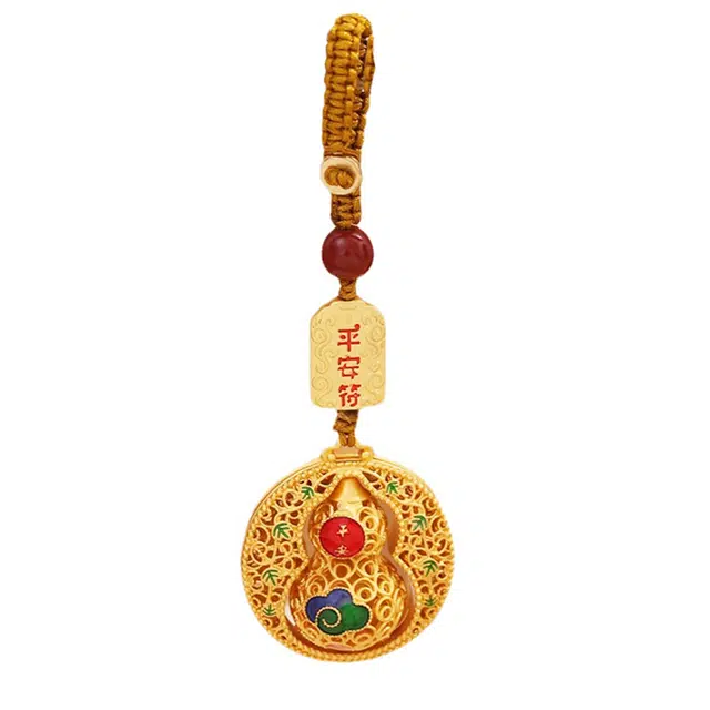 千桐 葫芦平安符新中式复古国风圆形平安行李箱书背包挂饰好运 合金 挂件 男女同款情侣款