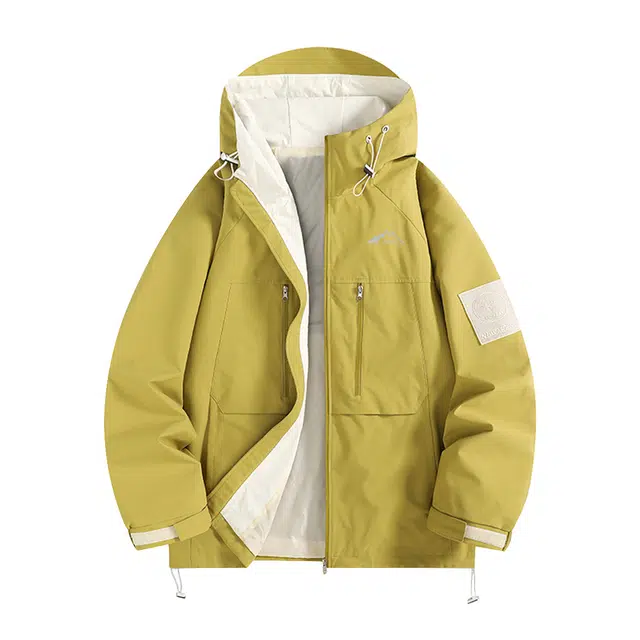 赛琪 学生通勤户外纯色轻量化徒步旅游防水吸湿透气防风单层机能运动工装宽松连帽休闲长袖夹克外套 男女同款