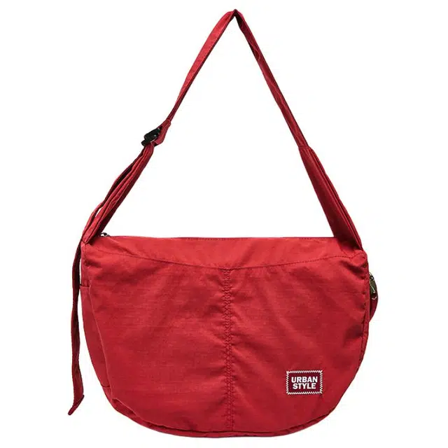三福 肩带可调节贴花设计 尼龙 斜挎单肩包 大号 女款 大红色/黄色/黑色/灰色