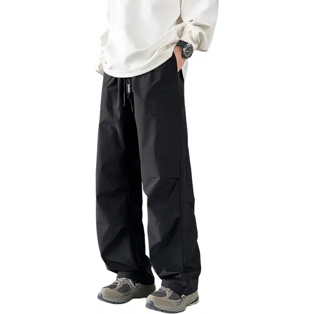 敦煌博物馆 美式复古直筒宽松阔腿多口袋纯色简约多功能可调节裤腿绳百搭运动户外通勤工装休闲裤 男女同款