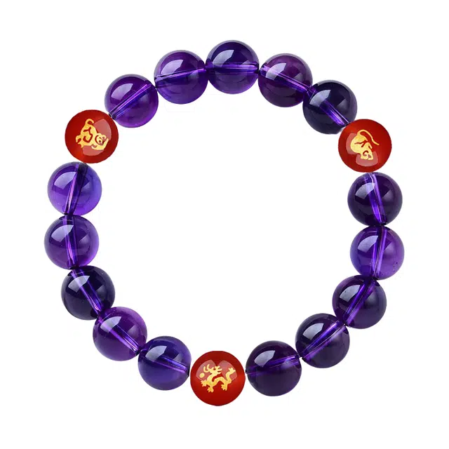 子婳 新中式复古国风国潮事业有成本命年招财转运贵人局小众简约百搭#好运 紫水晶 手串 男女同款情侣款