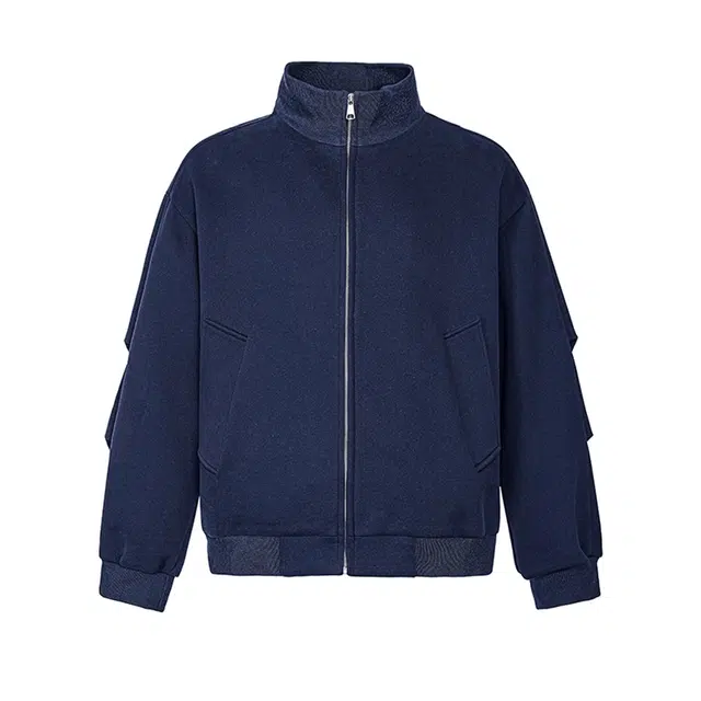 欧路得  美式高街立领男潮牌重磅纯色休闲外套秋季宽松运动上衣卫衣 男款