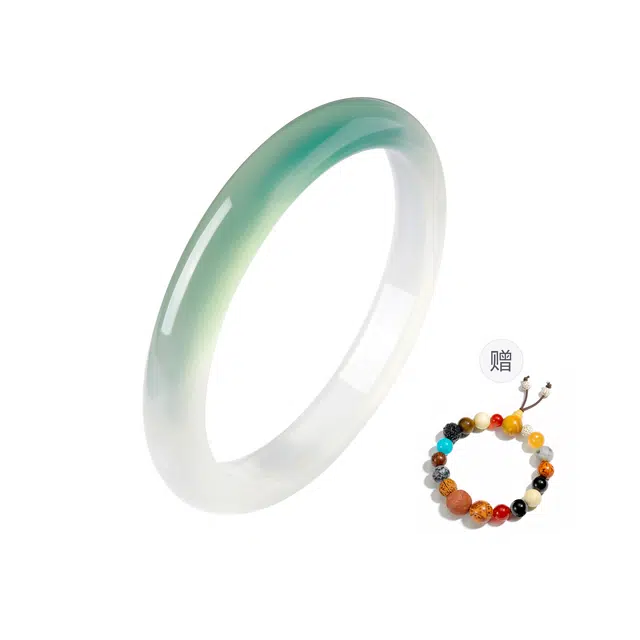 【高品质】中国黄金 珍·尚银 新中式半山水 青山远黛小众轻奢设计 复古清冷感国风 纪念日圣诞送礼礼盒 好运 玉髓 玉石手镯 女款