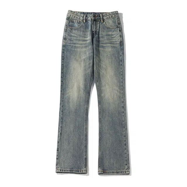 哲源 美式复古水洗做旧废土风长裤竹节纹后口袋破洞设计感直筒裤潮牌百搭宽松舒适日常通勤显高显瘦微喇牛仔裤 男女同款