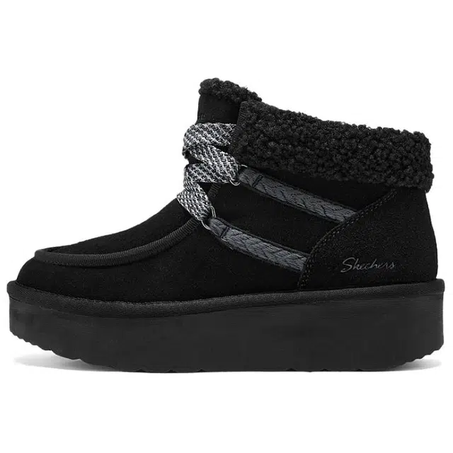 Skechers Suede Padded Mid Snow Boots Black