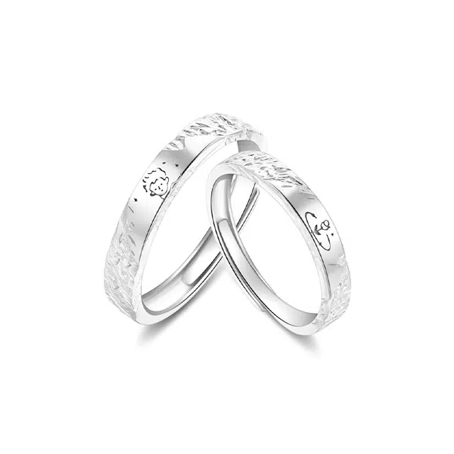 银彦 小王子与玫瑰轻奢小众精致设计日常百搭甜美可爱钟爱久久 简约时尚甜蜜饰爱恋爱告白女友闺蜜礼盒 足银 戒指 男女同款情侣款