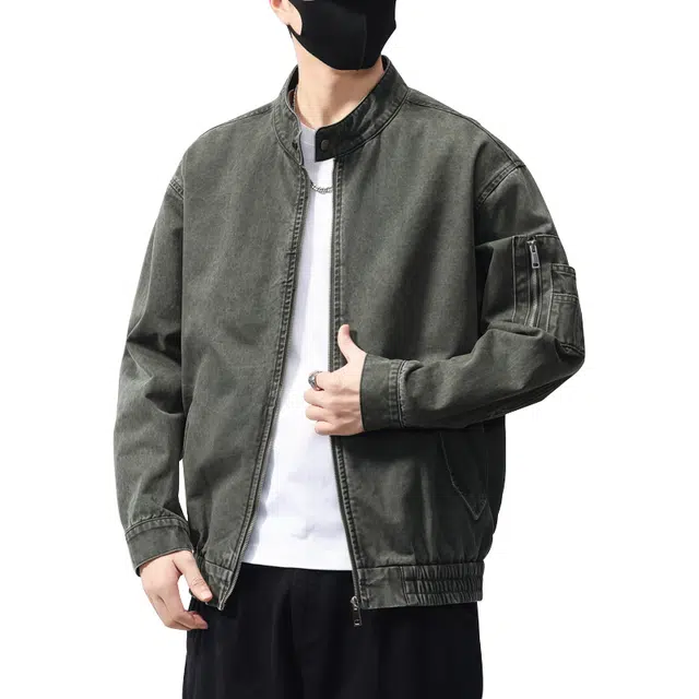 百胜狐 百胜狐春秋飞行员休闲外套男士宽松潮流街头痞帅美式潮牌拉链款夹克 男款