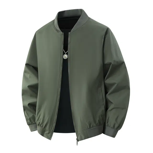 卡丹狄诺 美式复古纯色基础休闲个性潮牌宽松舒适长腿工装百搭落肩针织罗纹重磅常规款飞行员夹克外套 男女同款