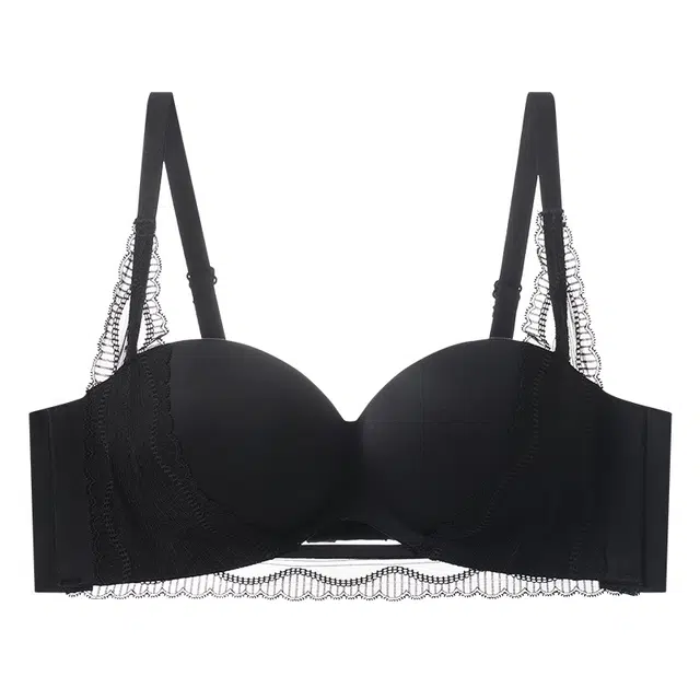 二三二三 日系甜美蕾丝网纱花边内衣亲肤柔软透气舒适防下垂不闷汗收副乳高级感胸罩纯欲性感时尚百搭无钢圈可调节肩带文胸  女款