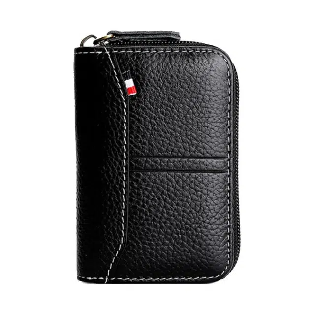 老人头 简约时尚多卡位实用卡包多功能小巧便携 头层牛皮 钱包 常规 男女同款情侣款 黑色/咖啡色