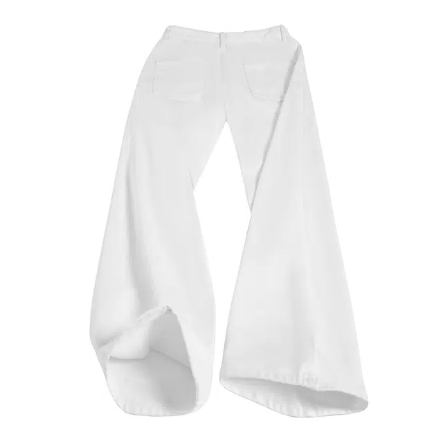 巴塞罗那足球俱乐部 复古高街可拆卸别针设计宽松微喇阔腿潮牌百搭简约美式休闲长裤个性痞帅牛仔裤 男女同款