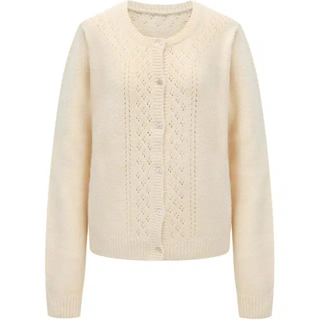 letter from moon FW25 Deep U-neck Punching Wool Cardigan U